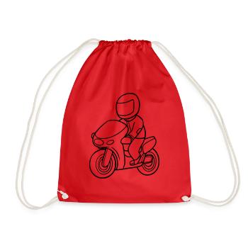Motorcyclist - Drawstring Bag - red - Front