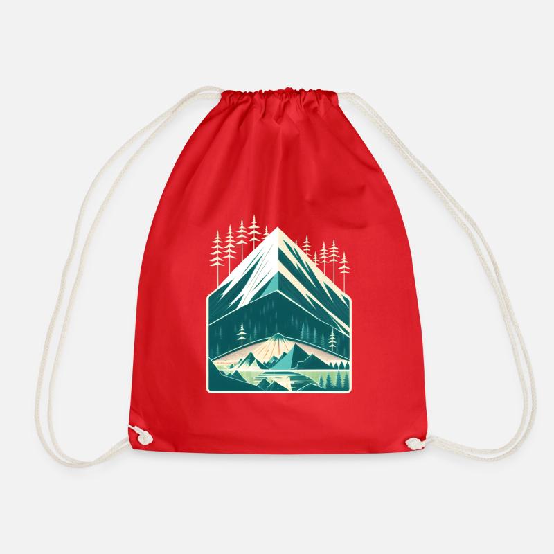 Mountain - Drawstring Bag - red