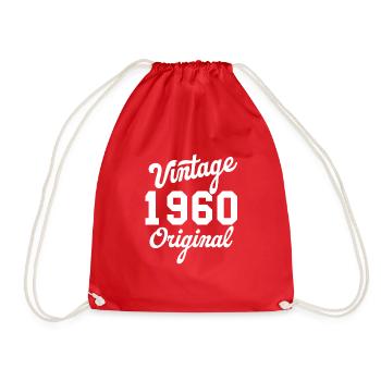 Vintage 1960's original - Drawstring Bag - red - Front