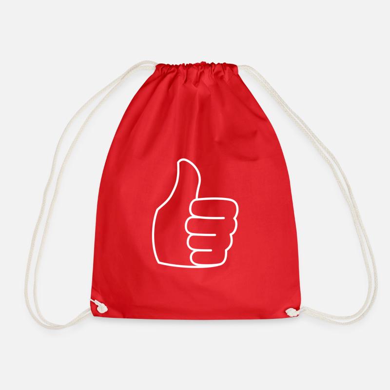 thumbs up - Drawstring Bag - red