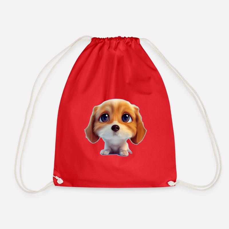 cute puppy - Drawstring Bag - red