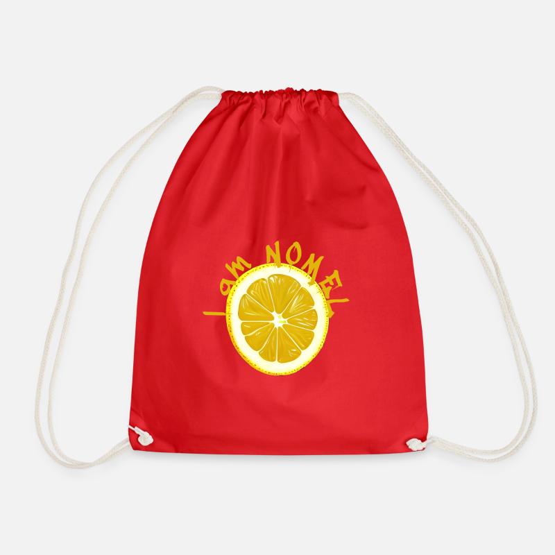I am nomeL. Funny lemon. - Drawstring Bag - red
