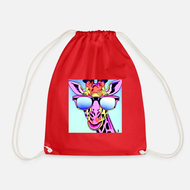 Giraffe mit Brille - Turnbeutel - Rot
