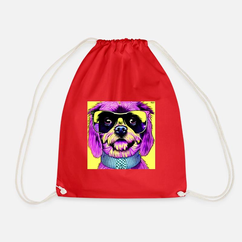 Hund mit Brille - Turnbeutel - Rot