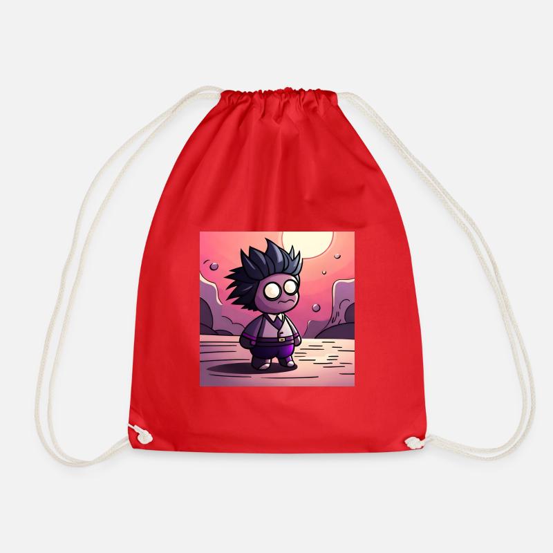 cute monster with suit - Drawstring Bag - red