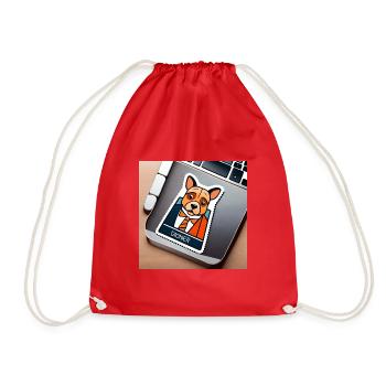 Autocollant chien mignon - Sac de sport léger - rouge - Devant