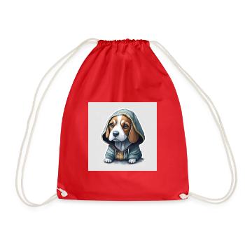 Beagle im Hoodie - Turnbeutel - Rot - Vorne