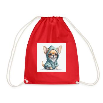 Chihuahua im Hoodie. - Turnbeutel - Rot - Vorne