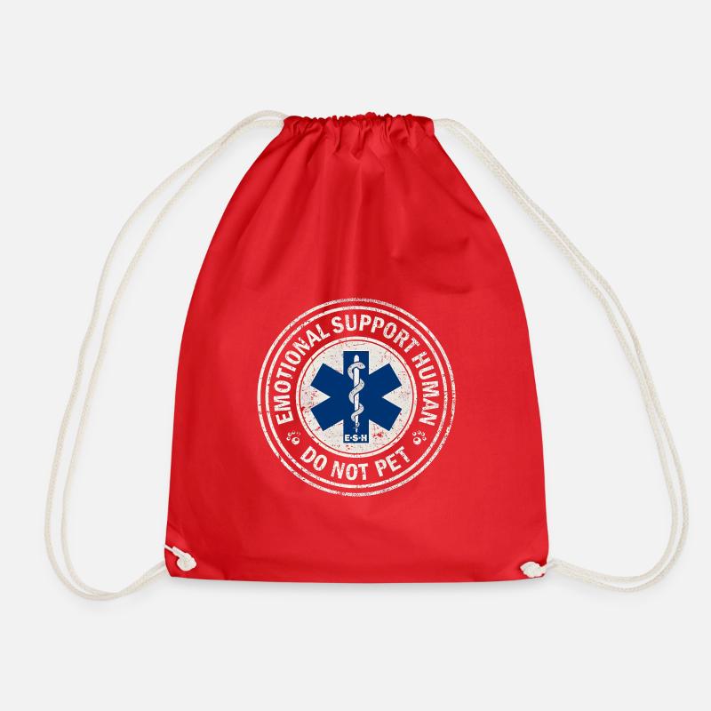 Support Human, Tshirt - Drawstring Bag - red