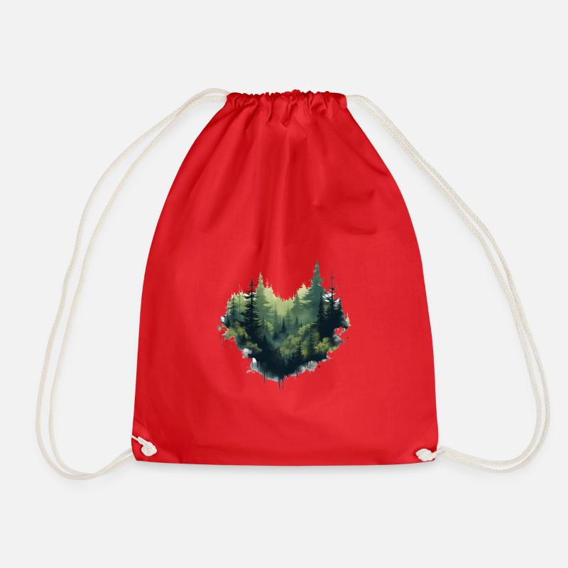 Heart for nature - Drawstring Bag - red