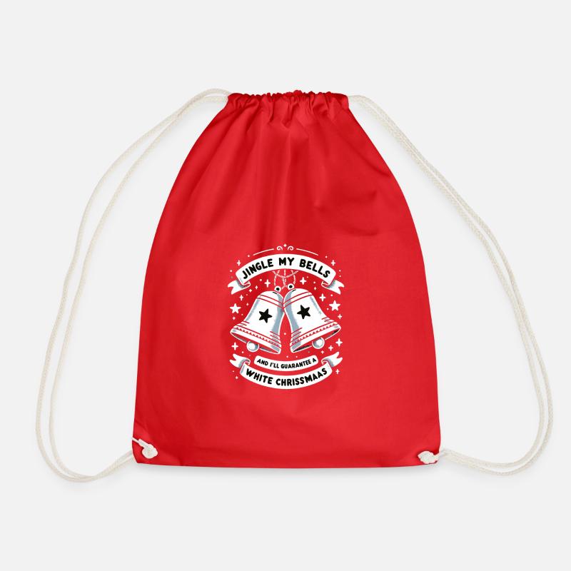 Silver Christmas Bells - Drawstring Bag - red
