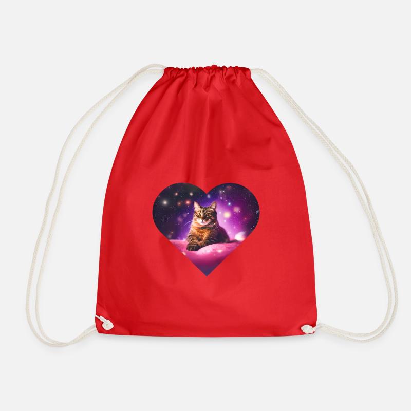 Sternenstaub-Kuschelkatze - Stardust Snuggle Cat - Drawstring Bag - red