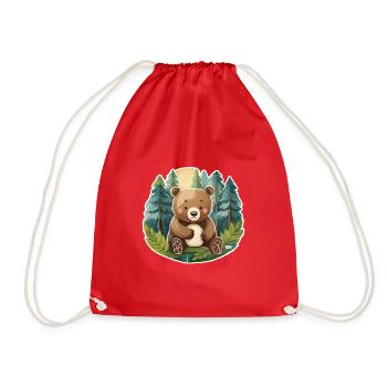 cutebear - Drawstring Bag - red - Front