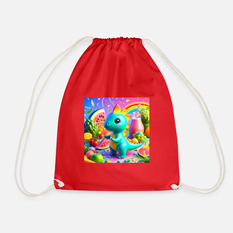 Tropical Dino - Drawstring Bag - red