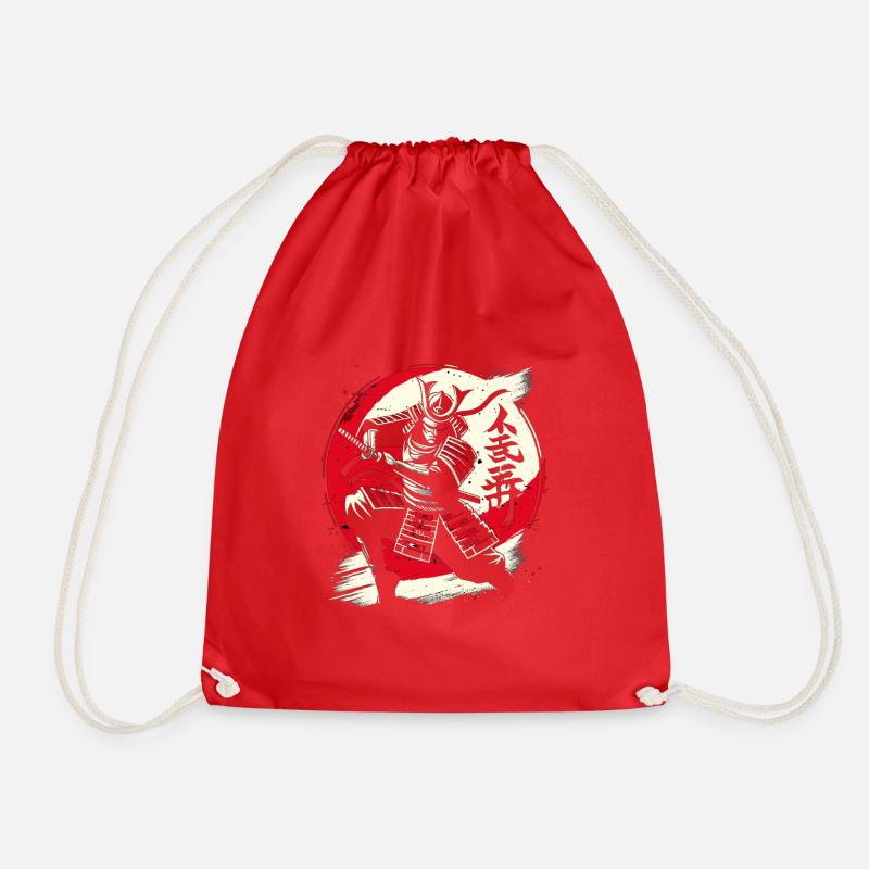 Samurai Warrior Red Sun Kanji Martial Art - Turnbeutel - Rot