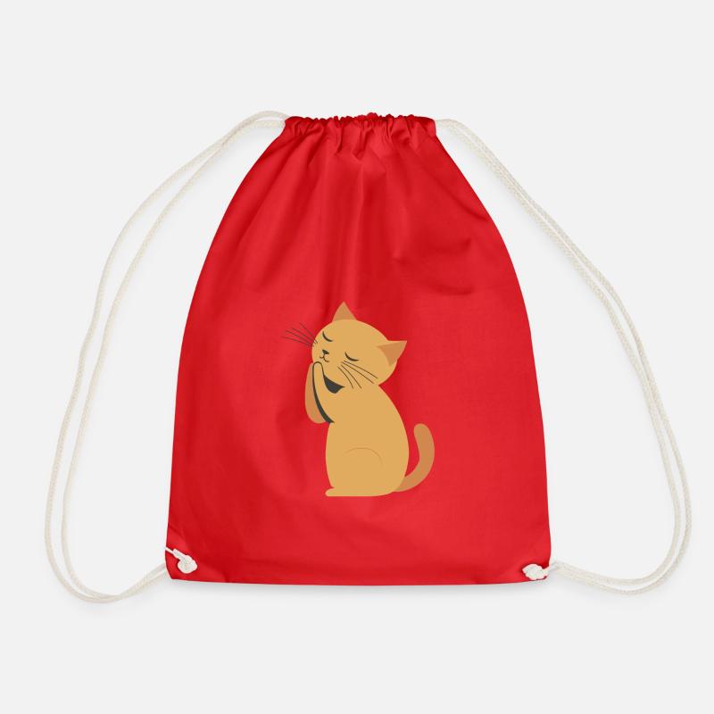 Kitty Kitty Kitty - Drawstring Bag - red