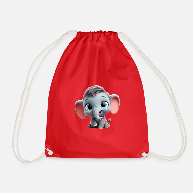 Pixar-Style Cartoon Elephant - Turnbeutel - Rot