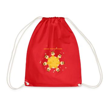 Stand Tall, Stay Unique – Cute Giraffe Motivationa - Drawstring Bag - red - Front