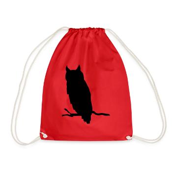 Eule Silhouette Tier Geschenk Ast Nacht - Turnbeutel - Rot - Vorne
