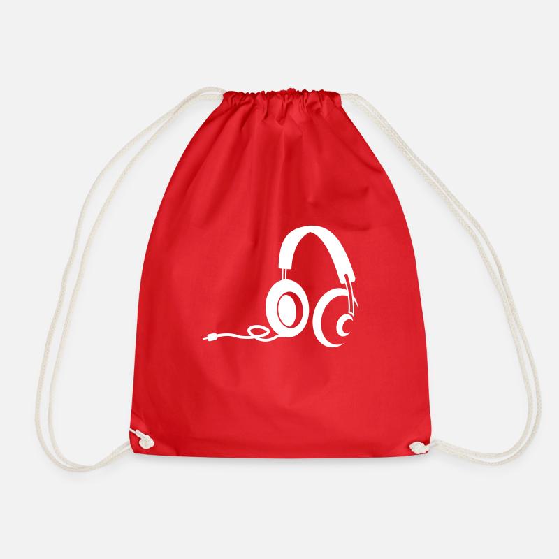 headphones - Drawstring Bag - red