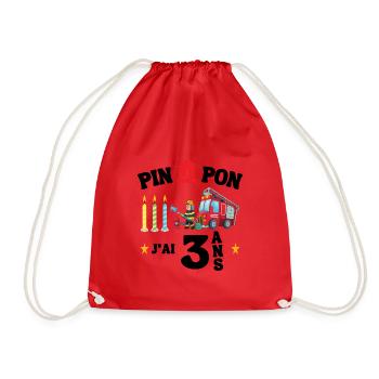 Petit Pompier J'ai 3 ans cadeau comique - Sac de sport léger - rouge - Devant