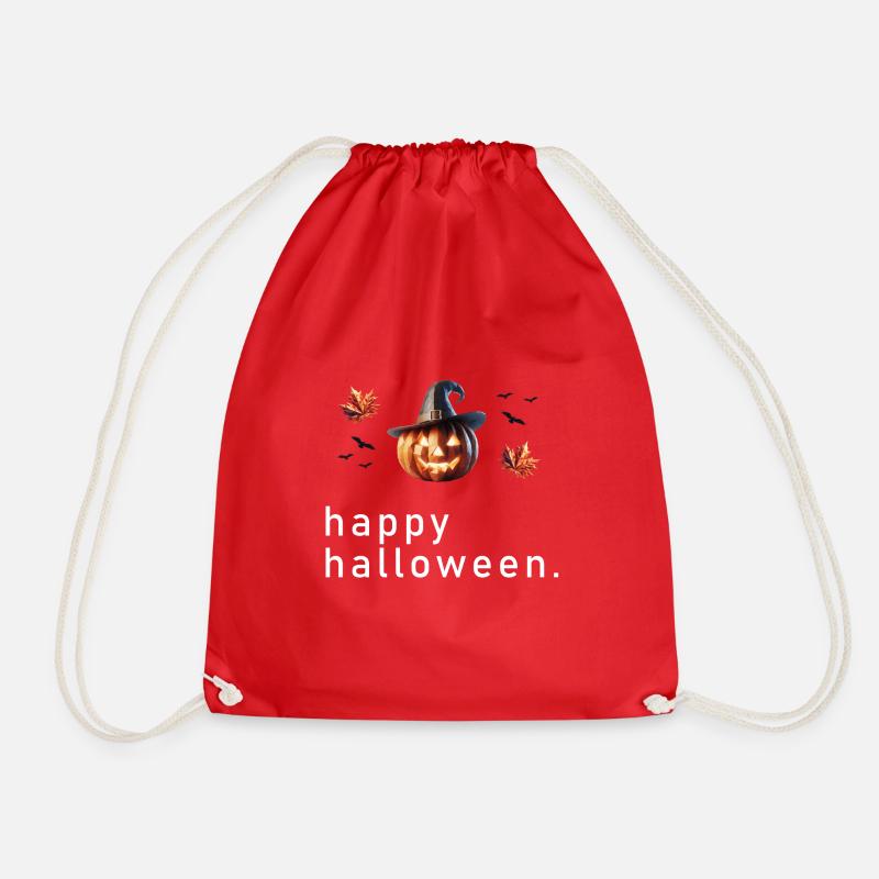 Happy Halloween Polygon - Drawstring Bag - red
