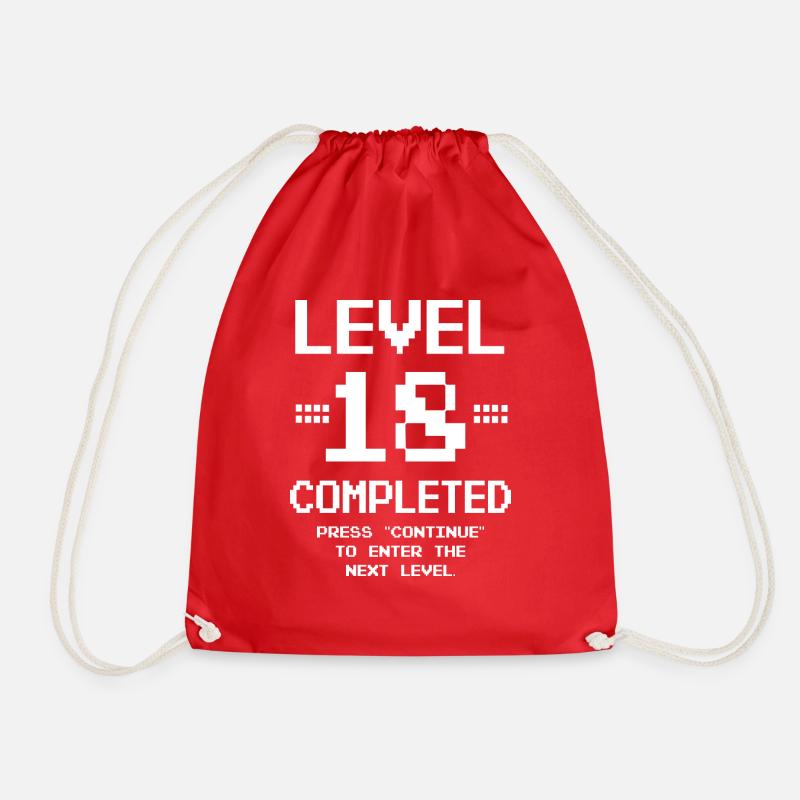 18th Birthday Retro Level 18 Years Party - Drawstring Bag - red