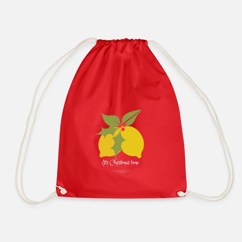 Lemon Christmas mistletoe Christmas time - Drawstring Bag - red