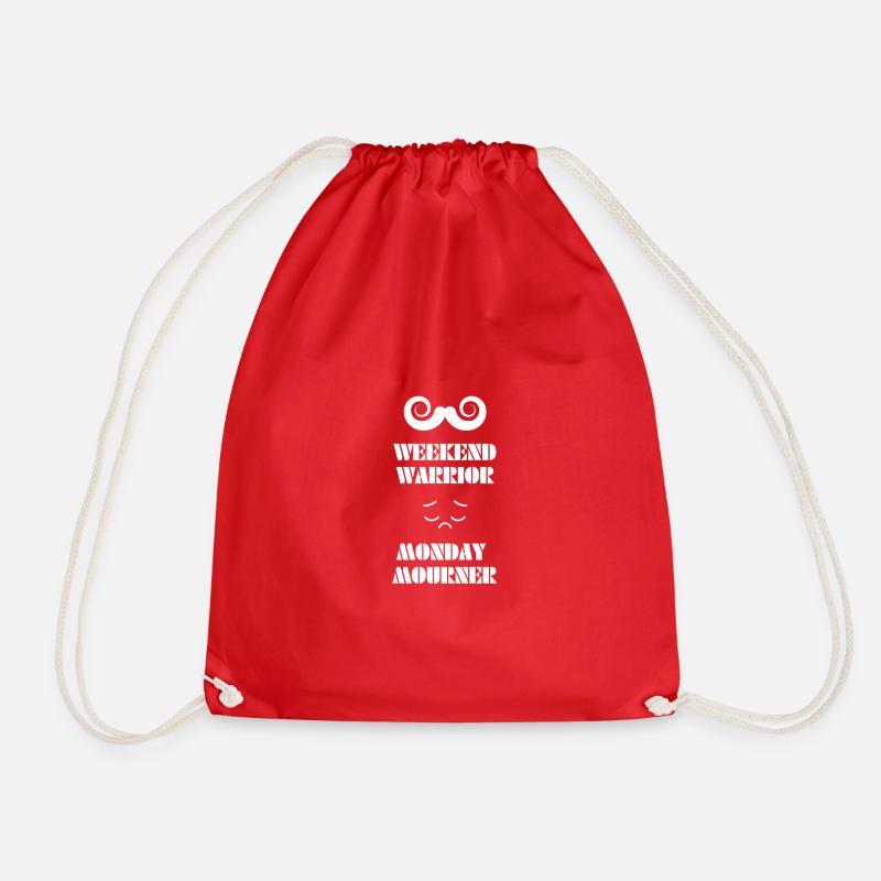 Weekend Warrior - Monday Mourner - Drawstring Bag - red