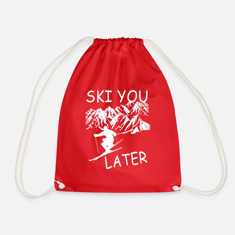 Ski ,Wintersport,Schnee ,Geschenk ,Geschenkidee - Turnbeutel - Rot