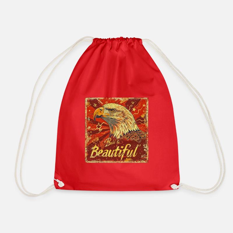 American Majestic Eagle: Bald and Mighty - Drawstring Bag - red