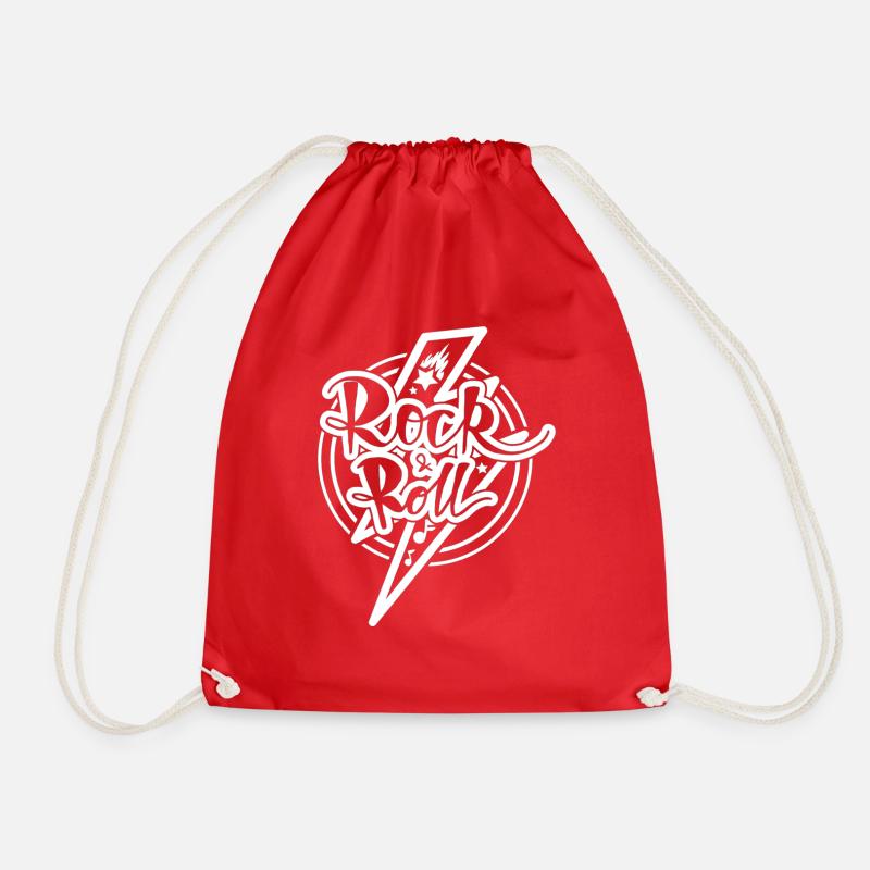 rock roll - Drawstring Bag - red