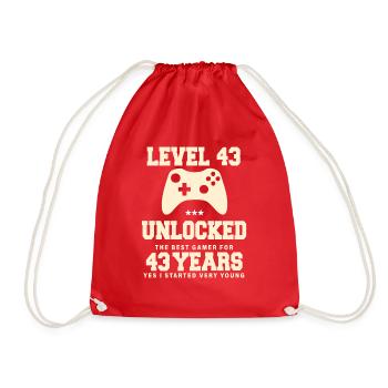 Level 43 Vintage Retro Vintage Geburtstag - Turnbeutel - Rot - Vorne
