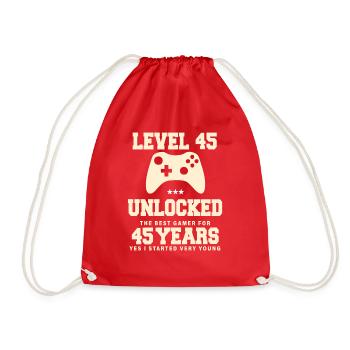 Level 45 Vintage Retro Vintage Jubiläum - Turnbeutel - Rot - Vorne