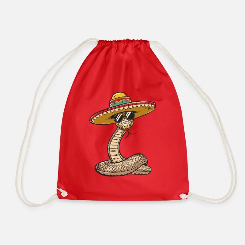 Schlange Kobra Comic Lustig Sombrero - Turnbeutel - Rot
