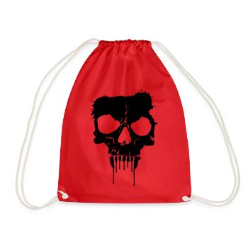 Skull Skull Splash Design Vector (Color Selectable) - Drawstring Bag - red - Front
