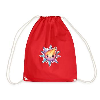 Cheeky tough looking fireball on a crystal star - Drawstring Bag - red - Front