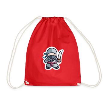 Ninja gris mignon avec épée katana - Sac de sport léger - rouge - Devant