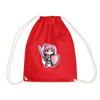 Mignonne guerrière cheveux roses épée et bouclier - Sac de sport léger - rouge - Devant