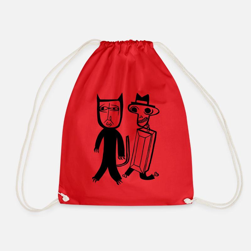 halloween zombie bone zombie monster creature - Drawstring Bag - red