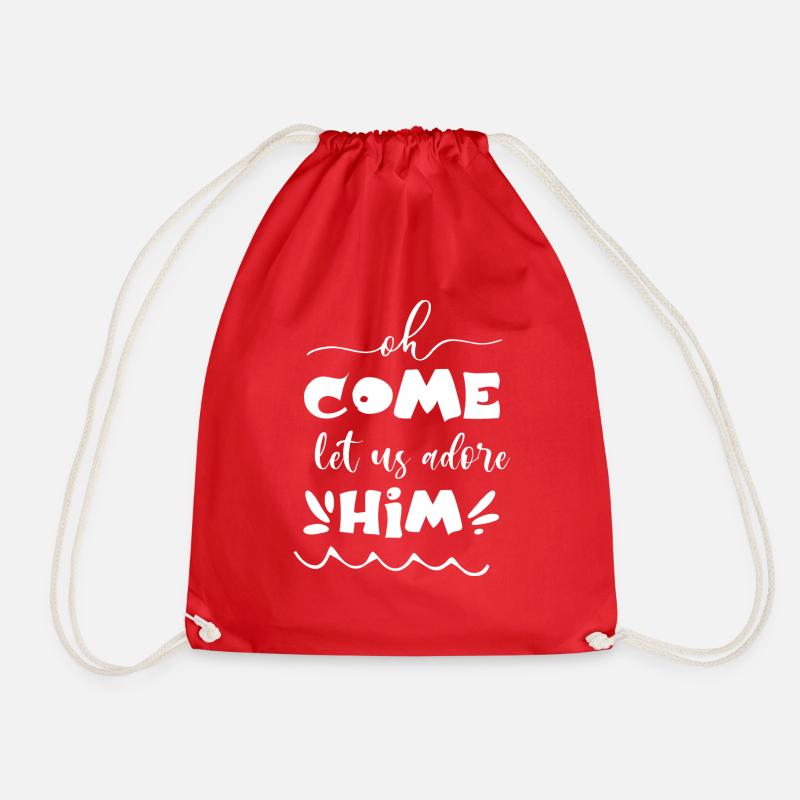 O come let us adore him - Drawstring Bag - red
