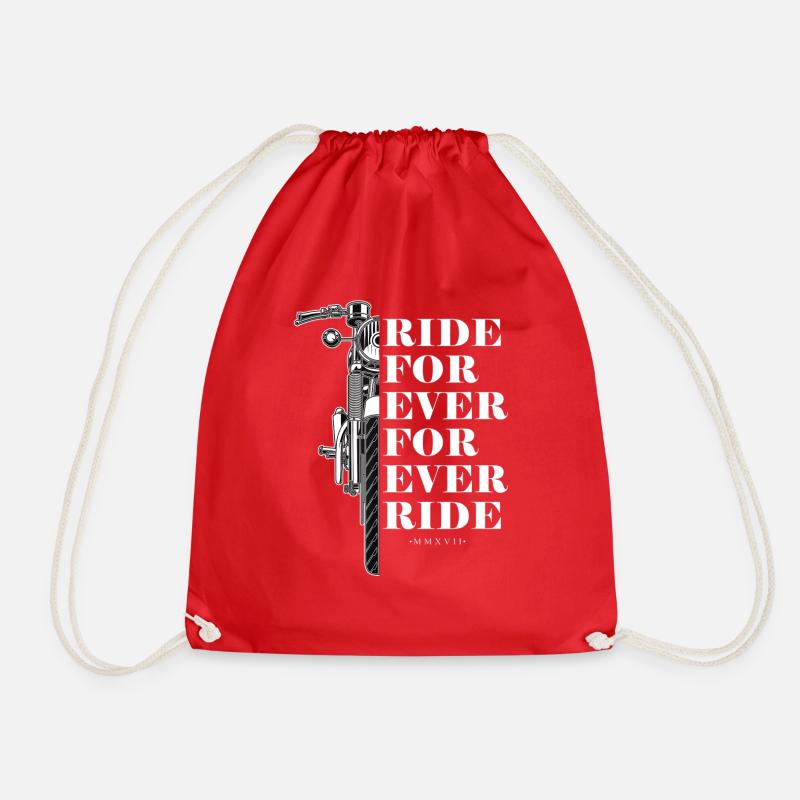 Ride for ever Motorcycle Biker - Drawstring Bag - red