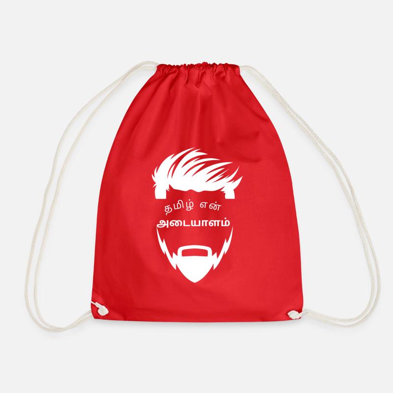 Tamil is my identity. - Drawstring Bag - red