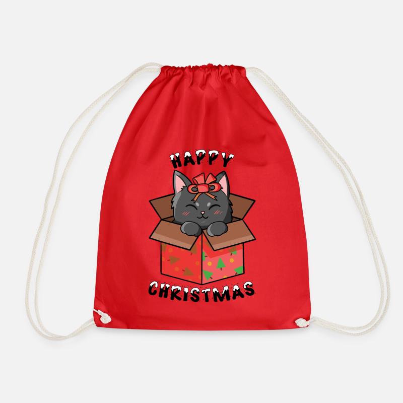 Happy Christmas - Drawstring Bag - red