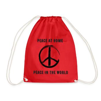 Peace at Home, Peace in the World - Drawstring Bag - red - Front