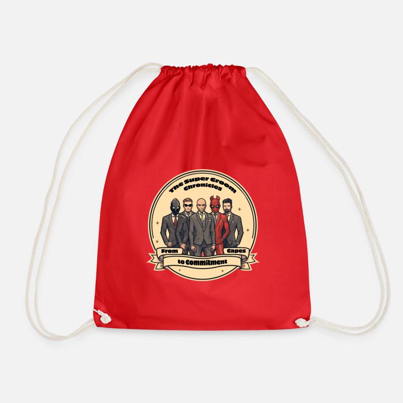 The Super Groom Chronicles - Drawstring Bag - red