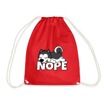 Husky Dog Lazy Lazy Gift Funny Cute Nope - Drawstring Bag - red - Front