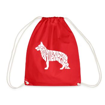 Schäferhund / Sheppard / Hund Logo / Polizeihund - Turnbeutel - Rot - Vorne