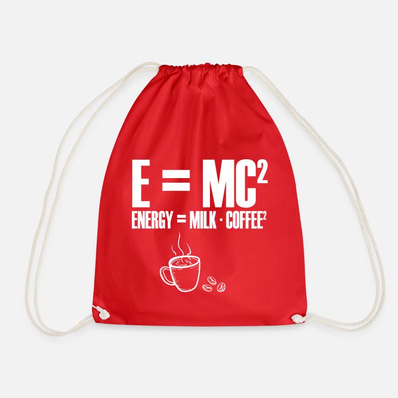 Kaffee Energie Mathe lustig E=MC² - Turnbeutel - Rot