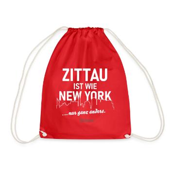 Zittau ist wie New York 😁 Spruch - Turnbeutel - Rot - Vorne